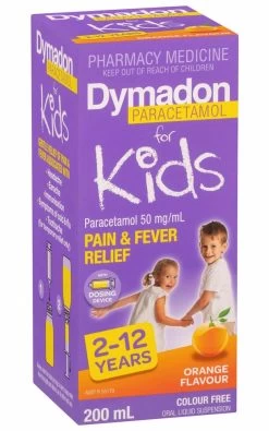 Dymadon Kids 2-12 Years Colour Free (Orange Flavour) - 200ml
