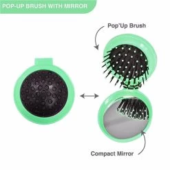 2Pcs Round Folding Travel Pocket Hair Brush Mini Hair Comb With Makeup Mirror Blue Green -Beauty Products Store 0fc0518c563a21f54eb7d854eeab7293