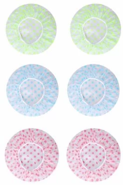 Catzon 6 Pcs Shower Caps Waterproof Bath Caps Plastic Elastic Band Bath Hair Ha