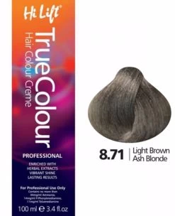 Hi Lift True Colour Permanent Hair Color Cream 8.71 Light Brown Ash Blonde 100ml