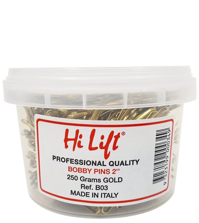 Hi Lift - Strong Hold Hair Tie Bobby Pins Gold 2" 250g 1 Hi Lift - Strong Hold Hair Tie Bobby Pins Gold 2" 250g