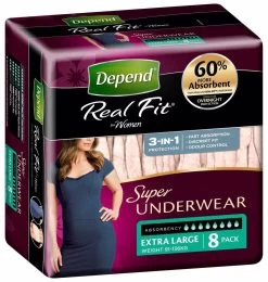 Depend Women Real Fit Underwear Super Extra Large 8 Pack