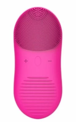 Facial Cleansing Brush Ultra Hygienic Soft Silicone Waterproof Sonic Vibrating Brush-Cherry Red-