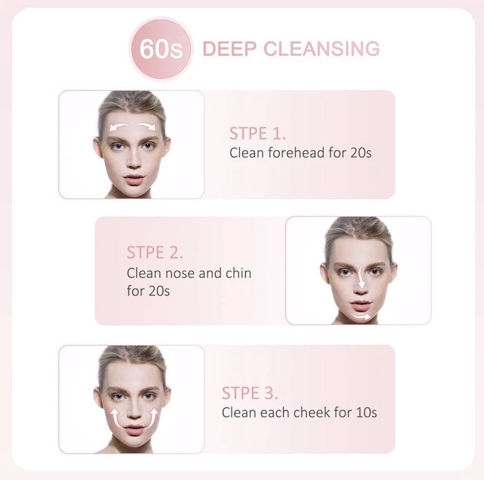 Facial Cleansing Brush 4 Modes Face Cleansing Brush With 3 Replacement Brush Heads-Pink 6 Facial Cleansing Brush 4 Modes Face Cleansing Brush With 3 Replacement Brush Heads-Pink - Image 6