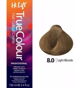 Hi Lift True Colour Permanent Hair Color Cream 8.0 Light Blonde 100ml