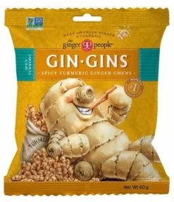 THE GINGER PEOPLE Gin Gins Ginger Candy Bag Chewy - Spicy Turmeric 12x 60g