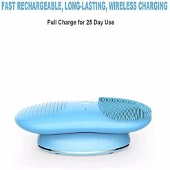 Facial Cleansing Brush Ultra Hygienic Soft Silicone Waterproof Sonic Vibrating Brush-Sky Blue- -Beauty Products Store 4553cc6e9598e17df98520711df35de4