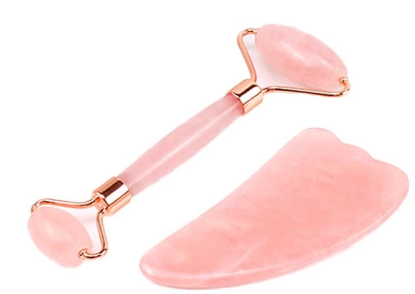 Jade Roller & Natural Gua Sha Facial Beauty Roller Skin Care Tools-Pink 1 Jade Roller & Natural Gua Sha Facial Beauty Roller Skin Care Tools-Pink