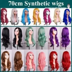 Womens 70cm Long Wavy Curly Hair Synthetic Cosplay Full Wig Wigs Party - Red -Beauty Products Store 4cc3f34dc112fa77e2deae4e661a179d
