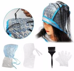 Hi Lift Disposable Hair Dye Colouring Highlight Cap Gloves Tipping Hook Set