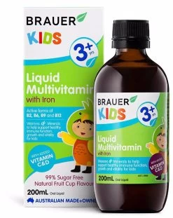 Brauer Kids Liquid Multivitamin With Iron 200ml