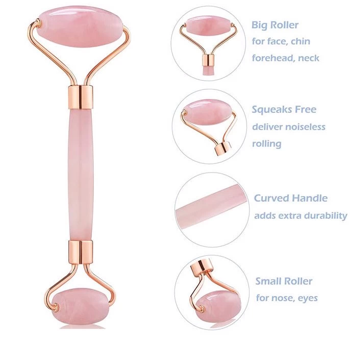 Jade Roller & Natural Gua Sha Facial Beauty Roller Skin Care Tools-Pink 3 Jade Roller & Natural Gua Sha Facial Beauty Roller Skin Care Tools-Pink - Image 3
