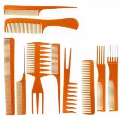 Catzon 10PCS Hair Stylists Professional Styling Comb Set Variety For All Hair Types & Styles-Orange
