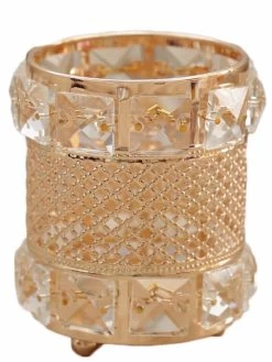 Beakey Makeup Brush Holder Organizer Crystal Storage Box-Gold