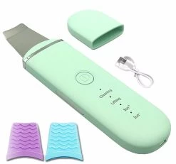 Beakey Ultrasonic Skin Spatula Facial Cleaner With 2 Silicone Covers-Green