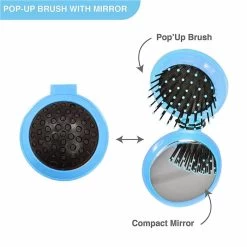 2Pcs Round Folding Travel Pocket Hair Brush Mini Hair Comb With Makeup Mirror Blue Green -Beauty Products Store 8192b878f1ed144836ac3b91281f9528