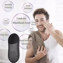 Facial Cleansing Brush Ultra Hygienic Soft Silicone Waterproof Sonic Vibrating Brush-Basalt Black- -Beauty Products Store 91d81494a4c82681410104072c81f47b