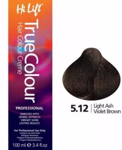 Hi Lift True Colour Permanent Hair Color Cream 5.12 Light Ash Violet Brown 100ml - 5.12 Light Ash Vi
