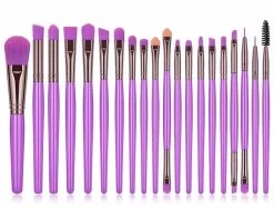 Beakey 20Pcs Makeup Brush Set Fluorescence SeriesEye Shadow Brush-Purple