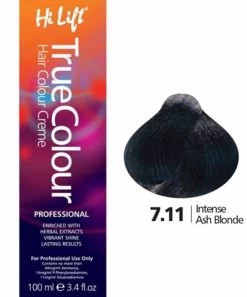 Hi Lift True Colour Permanent Hair Color Cream 7.11 Intense Ash Blonde 100ml