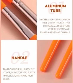 Beakey 20Pcs Makeup Brush Set Fluorescence SeriesEye Shadow Brush-Orange -Beauty Products Store a4e4d3c2c2148df758c85fb0b6706ec2 3