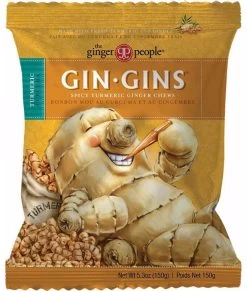 THE GINGER PEOPLE Gin Gins Ginger Candy Chewy - Spicy Turmeric 12x 150g