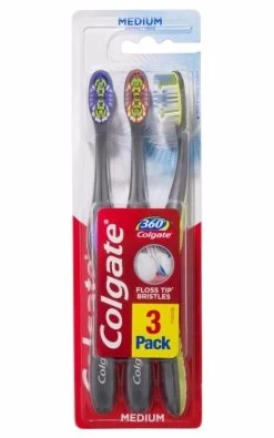 Colgate® Colgate 360° Floss Tip Bristles Toothbrush - Medium - 3 Pack