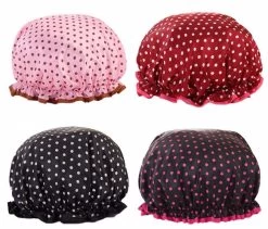4 Pack Shower Cap For Women Reusable Long Hair Shower Hair Bath Cap EVA Lining-C