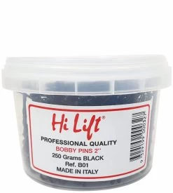 Hi Lift - Strong Hold Hair Tie Bobby Pins Black 2" 250g - Black