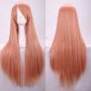 New 80cm Straight Sleek Long Full Hair Wigs W Side Bangs Cosplay Costume Womens - Golden Pink