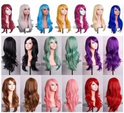 Womens 70cm Long Wavy Curly Hair Synthetic Cosplay Full Wig Wigs Party - Red -Beauty Products Store d0a2b50318474b89f5c3bef4ca84761d