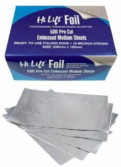 Hi Lift Premium Grade Folded Edge Foil Pre-Cut Embossed Medium Sheets 500pcs - Silver