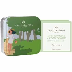 Plantes & Parfums Square Metallic Box Walk In The Woods With Verbena Soap