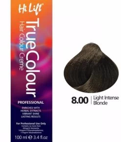 Hi Lift True Colour Permanent Hair Color Cream 8.00 Light Intense Blonde 100ml - 8.00 Light Intense