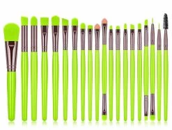 Beakey 20Pcs Makeup Brush Set Fluorescence SeriesEye Shadow Brush-Green